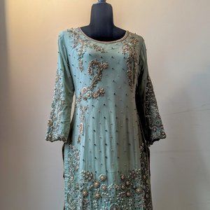 Pakistani/Indian bridal wear, wedding wear, Size Small to Medium, Mint green